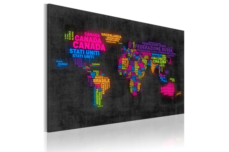 Bilde Map of the world Italian 120x80 - Artgeist sp. z o. o. - Interiør - Maleri & posters - Lerretsbilder