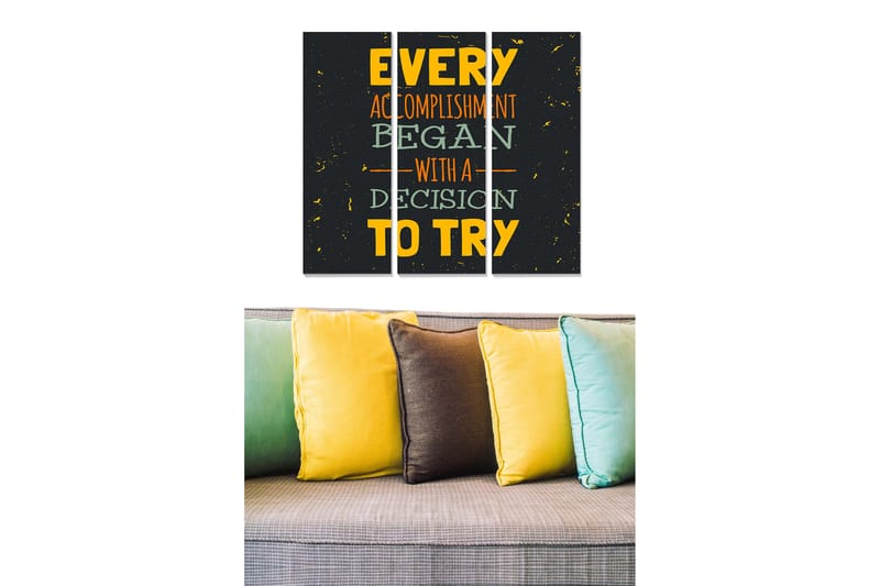 Bilde Sayings 3-pk Flerfarget - 22x05 cm - Interiør - Maleri & posters - Lerretsbilder