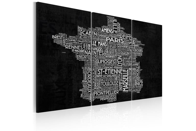 Bilde Text map of France 90x60 - Artgeist sp. z o. o. - Interiør - Maleri & posters - Lerretsbilder