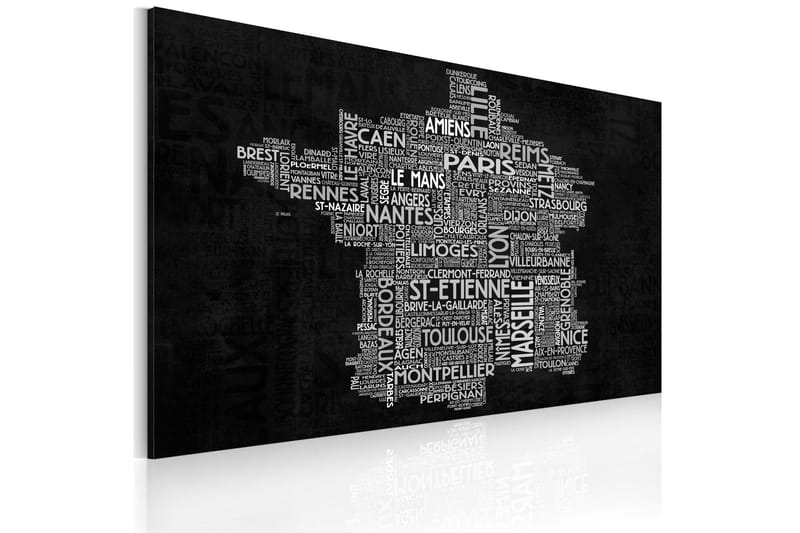 Bilde Text map of France on the blackboard 120x80 - Artgeist sp. z o. o. - Interiør - Maleri & posters - Lerretsbilder