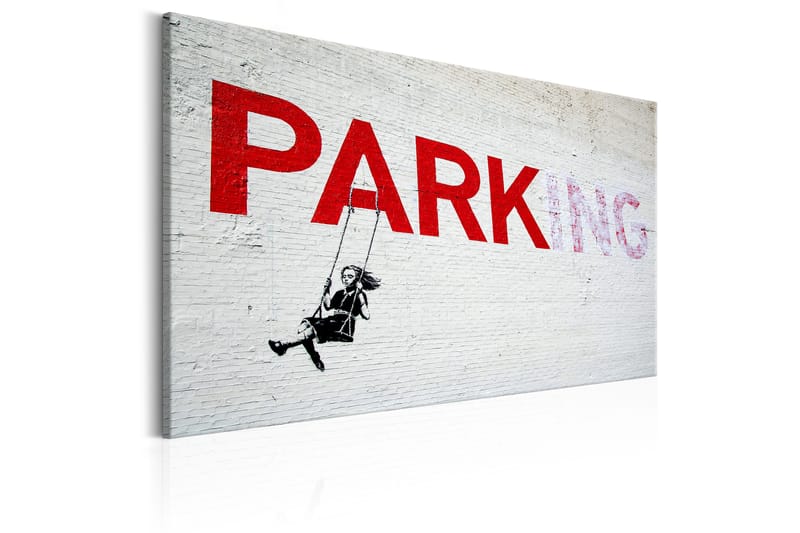 Bilde Parking Girl Swing at Banksy 120x80 - Artgeist sp. z o. o. - Interiør - Maleri & posters - Lerretsbilder