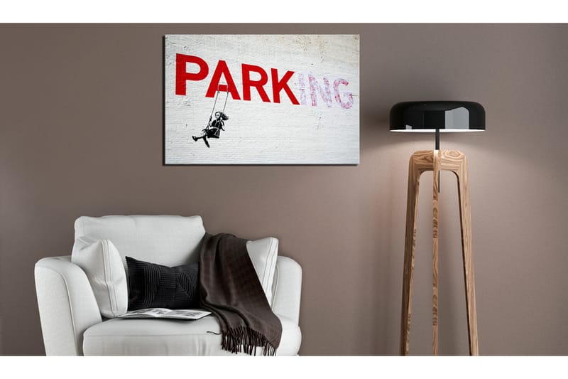 Bilde Parking Girl Swing at Banksy 120x80 - Artgeist sp. z o. o. - Interiør - Maleri & posters - Lerretsbilder