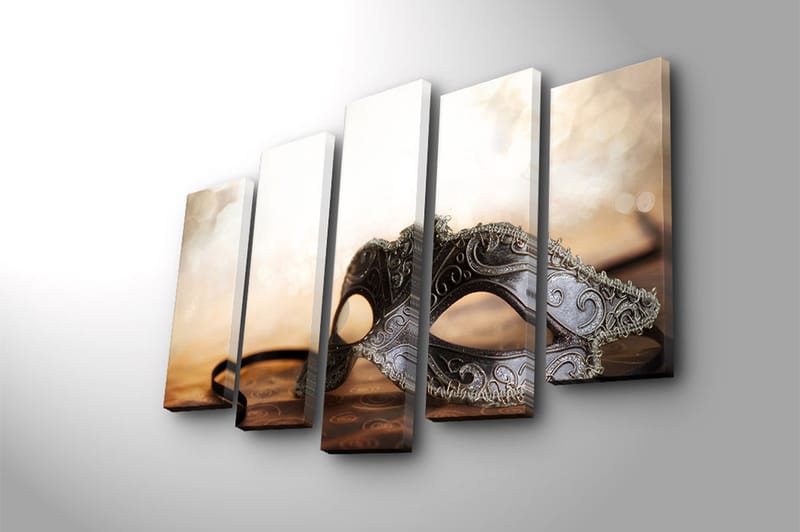 Canvasbilde 5-pk flerfarget - 19x60 cm - Interiør - Maleri & posters - Lerretsbilder