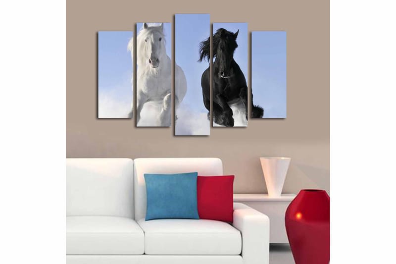 Canvasbilde 5-pk flerfarget - 11x96 cm - Interiør - Maleri & posters - Lerretsbilder