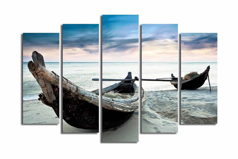 Canvasbilde 5-pk flerfarget - 11x96 cm - Interiør - Maleri & posters - Lerretsbilder