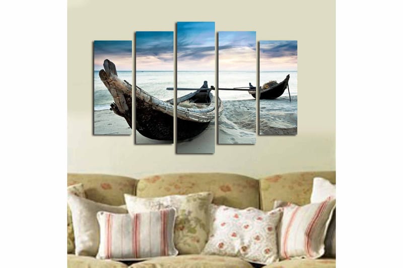 Canvasbilde 5-pk flerfarget - 11x96 cm - Interiør - Maleri & posters - Lerretsbilder