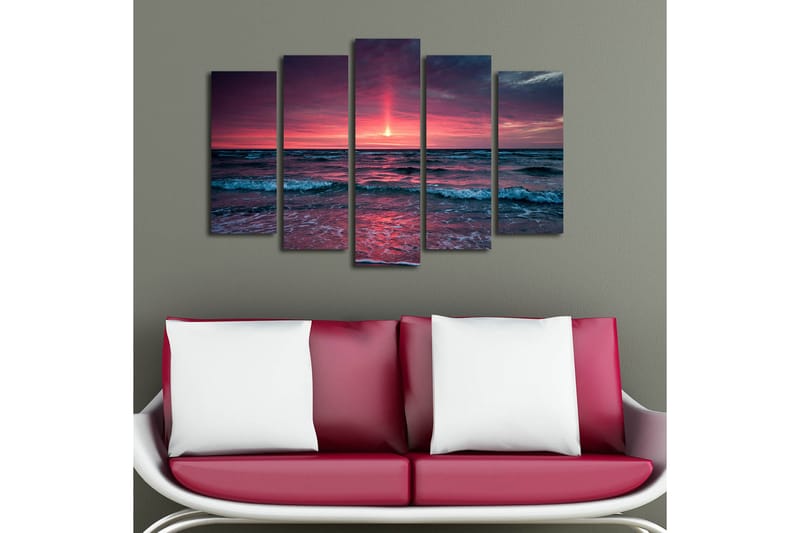 Canvasbilde 5-pk flerfarget - 11x96 cm - Interiør - Maleri & posters - Lerretsbilder