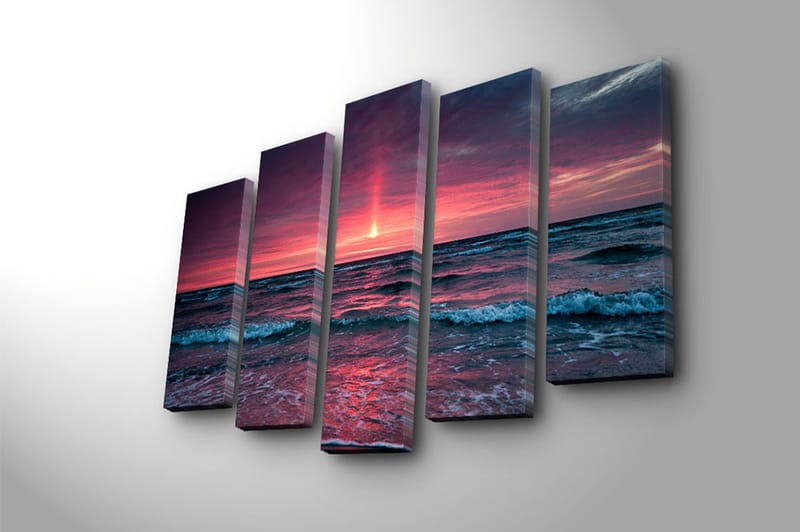 Canvasbilde 5-pk flerfarget - 11x96 cm - Interiør - Maleri & posters - Lerretsbilder