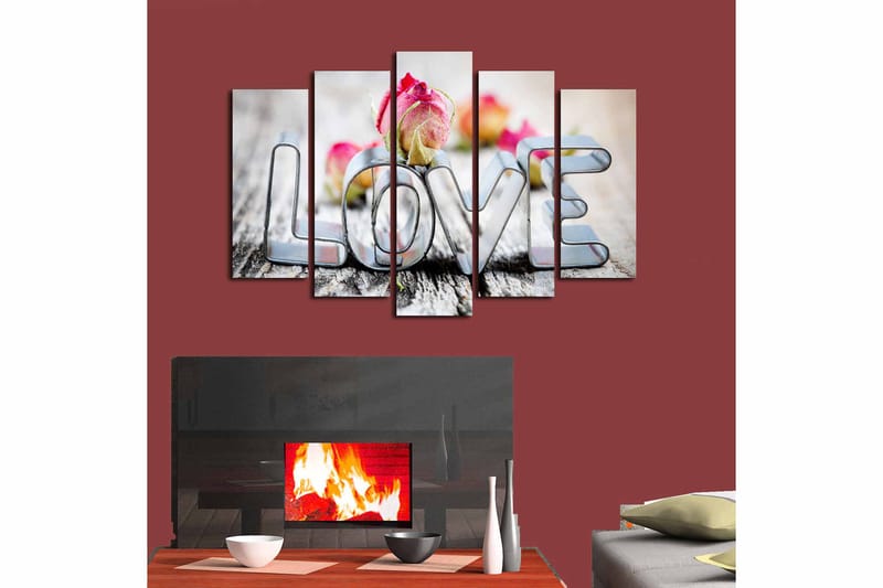 Canvasbilde 5-pk flerfarget - 11x96 cm - Interiør - Maleri & posters - Lerretsbilder