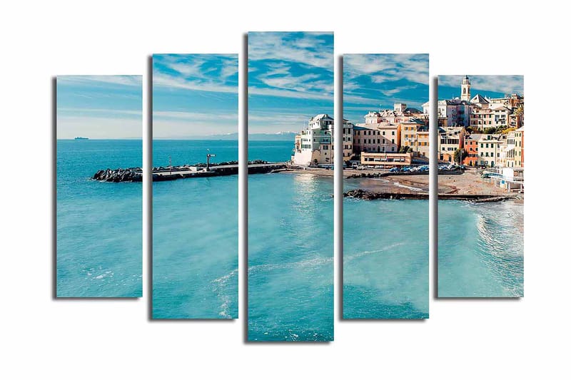 Canvasbilde 5-pk flerfarget - 11x96 cm - Interiør - Maleri & posters - Lerretsbilder