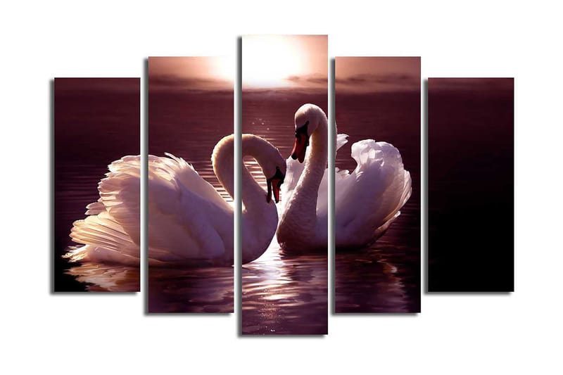 Canvasbilde 5-pk flerfarget - 11x96 cm - Interiør - Maleri & posters - Lerretsbilder