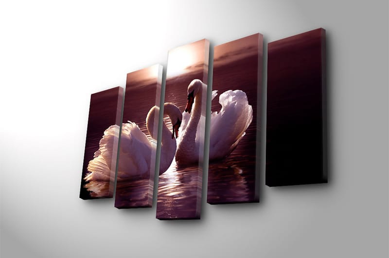 Canvasbilde 5-pk flerfarget - 11x96 cm - Interiør - Maleri & posters - Lerretsbilder