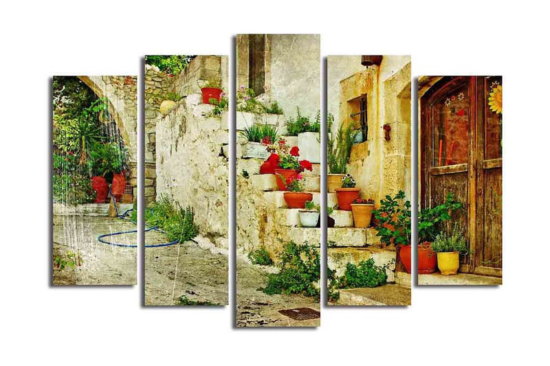 Canvasbilde 5-pk flerfarget - 11x96 cm - Interiør - Maleri & posters - Lerretsbilder