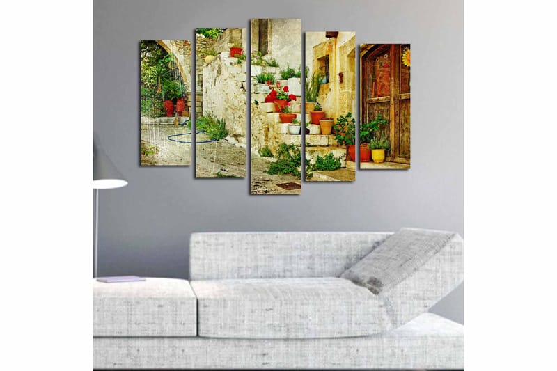 Canvasbilde 5-pk flerfarget - 11x96 cm - Interiør - Maleri & posters - Lerretsbilder