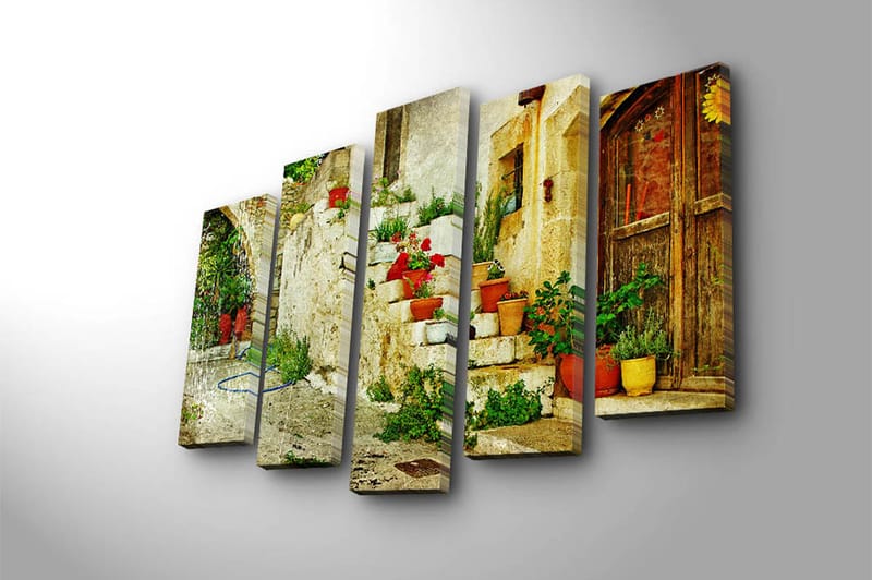 Canvasbilde 5-pk flerfarget - 11x96 cm - Interiør - Maleri & posters - Lerretsbilder