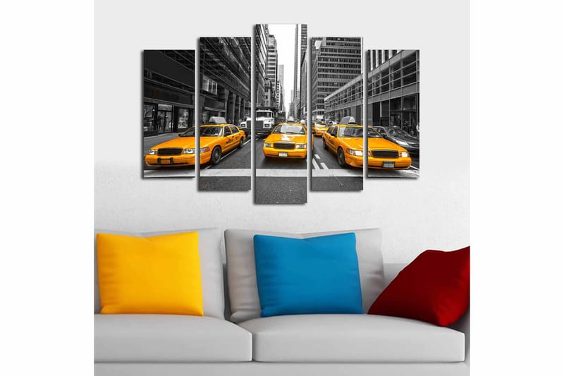 Canvasbilde 5-pk flerfarget - 11x96 cm - Interiør - Maleri & posters - Lerretsbilder