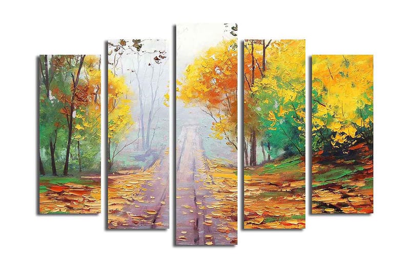 Canvasbilde 5-pk flerfarget - 11x96 cm - Interiør - Maleri & posters - Lerretsbilder