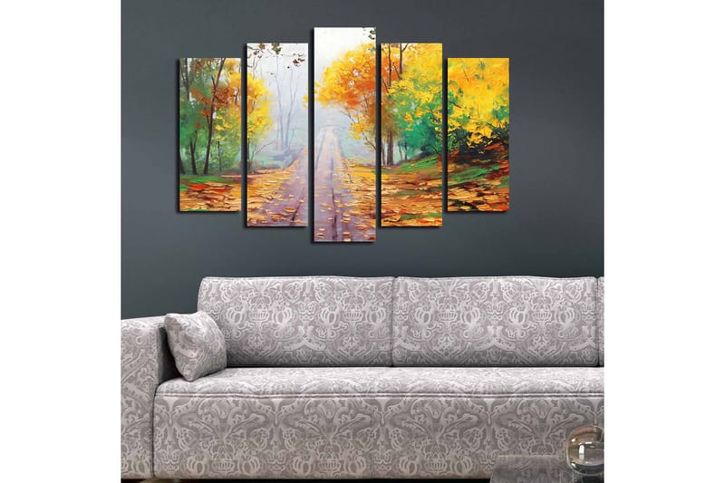 Canvasbilde 5-pk flerfarget - 11x96 cm - Interiør - Maleri & posters - Lerretsbilder