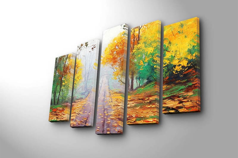 Canvasbilde 5-pk flerfarget - 11x96 cm - Interiør - Maleri & posters - Lerretsbilder