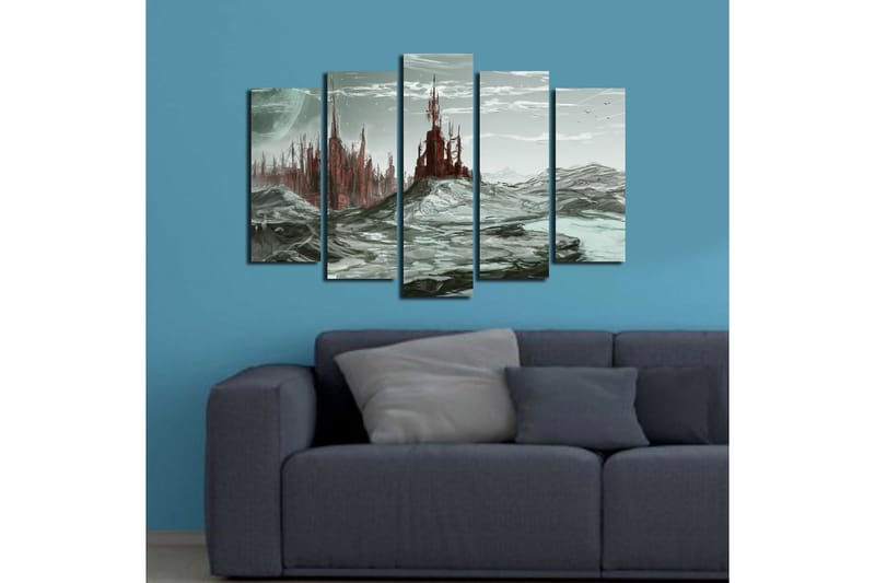 Canvasbilde 5-pk flerfarget - 11x96 cm - Interiør - Maleri & posters - Lerretsbilder