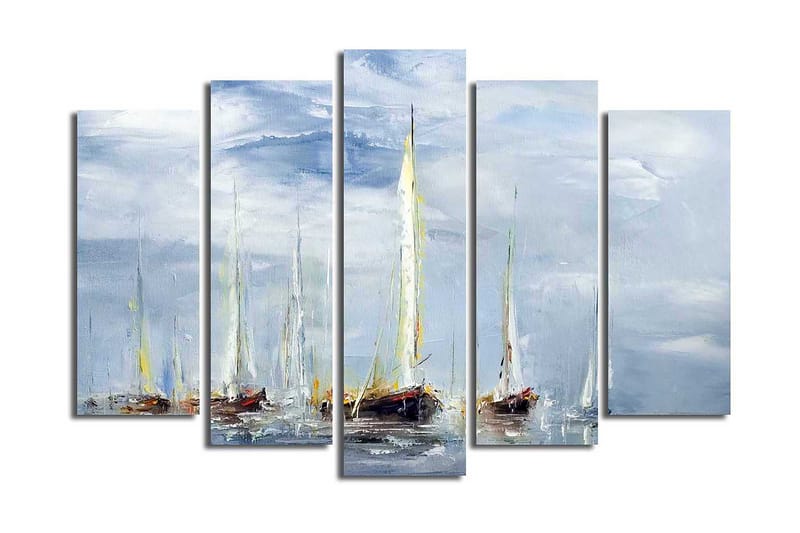 Canvasbilde 5-pk flerfarget - 11x96 cm - Interiør - Maleri & posters - Lerretsbilder