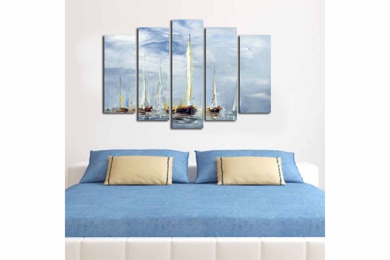 Canvasbilde 5-pk flerfarget - 11x96 cm - Interiør - Maleri & posters - Lerretsbilder