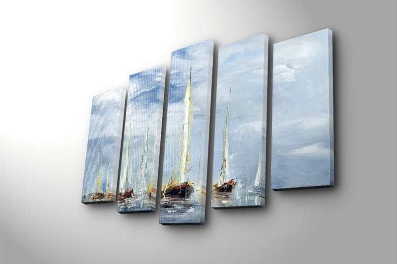 Canvasbilde 5-pk flerfarget - 11x96 cm - Interiør - Maleri & posters - Lerretsbilder