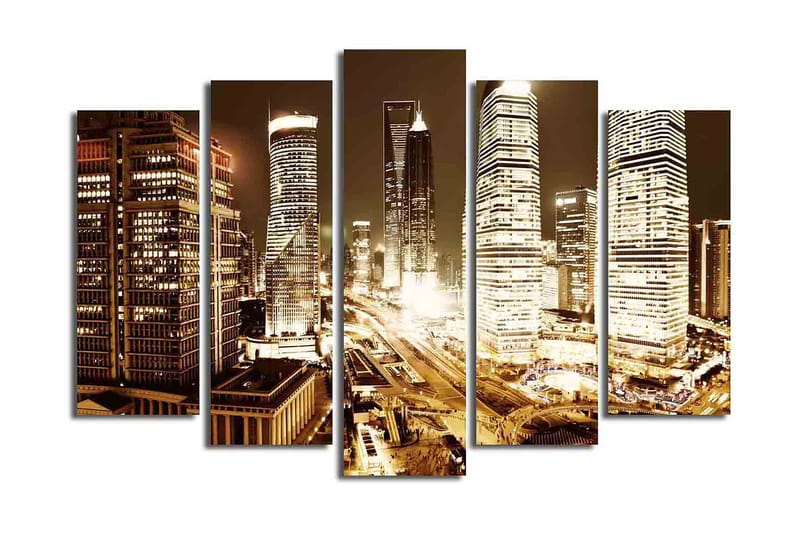 Canvasbilde 5-pk flerfarget - 11x96 cm - Interiør - Maleri & posters - Lerretsbilder