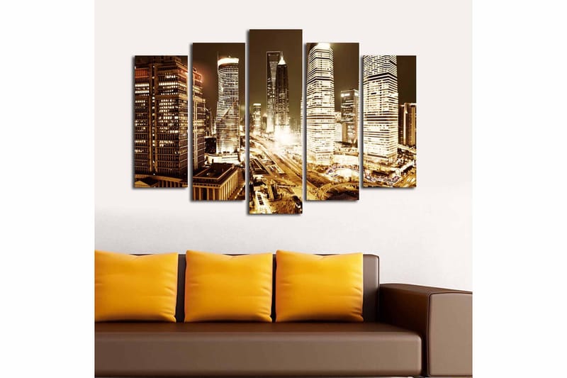 Canvasbilde 5-pk flerfarget - 11x96 cm - Interiør - Maleri & posters - Lerretsbilder