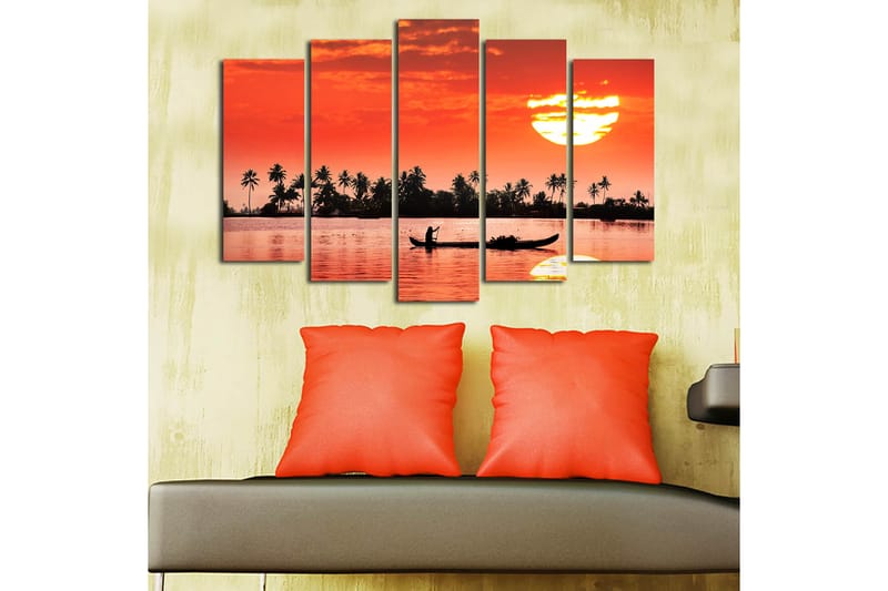 Canvasbilde 5-pk flerfarget - 11x96 cm - Interiør - Maleri & posters - Lerretsbilder