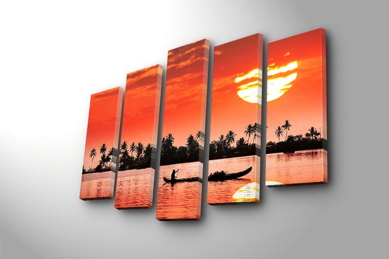 Canvasbilde 5-pk flerfarget - 11x96 cm - Interiør - Maleri & posters - Lerretsbilder