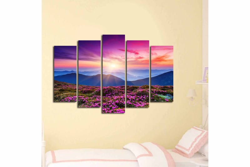 Canvasbilde 5-pk flerfarget - 11x96 cm - Interiør - Maleri & posters - Lerretsbilder