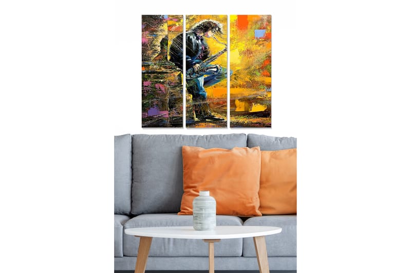 Canvasbilde Abstract 3-pk Flerfarget - 22x05 cm - Interiør - Maleri & posters - Lerretsbilder