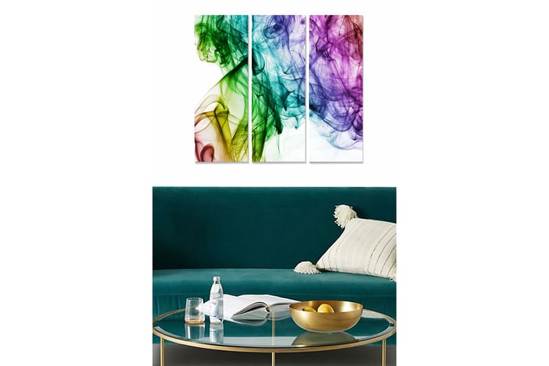 Canvasbilde Abstract 3-pk Flerfarget - 22x05 cm - Interiør - Maleri & posters - Lerretsbilder