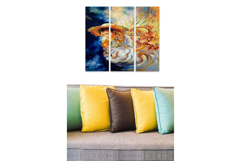 Canvasbilde Abstract 3-pk Flerfarget - 22x05 cm - Interiør - Maleri & posters - Lerretsbilder