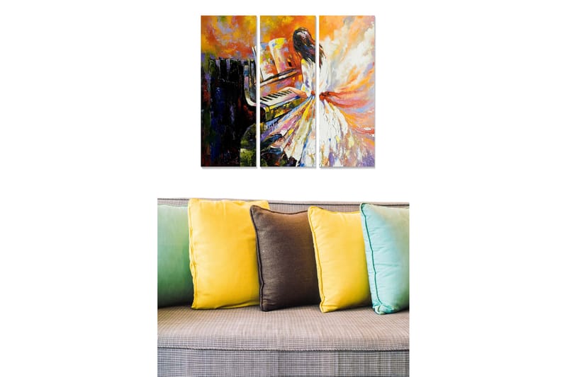 Canvasbilde Abstract 3-pk Flerfarget - 22x05 cm - Interiør - Maleri & posters - Lerretsbilder