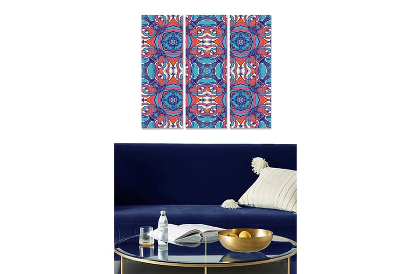 Canvasbilde Abstract 3-pk Flerfarget - 22x05 cm - Interiør - Maleri & posters - Lerretsbilder