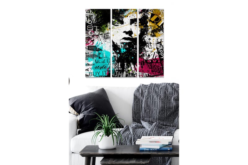 Canvasbilde Abstract 3-pk Flerfarget - 22x05 cm - Interiør - Maleri & posters - Lerretsbilder