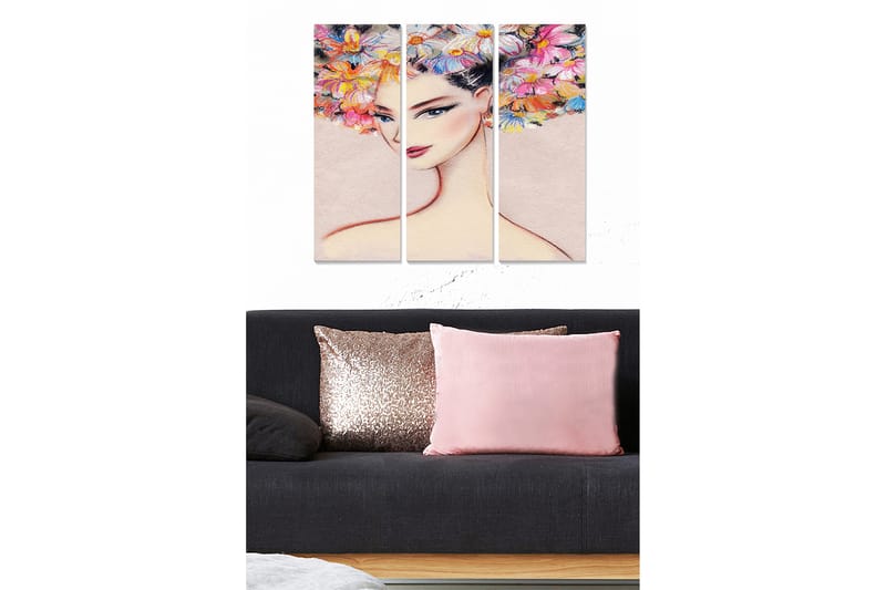 Canvasbilde Abstract 3-pk Flerfarget - 22x05 cm - Interiør - Maleri & posters - Lerretsbilder