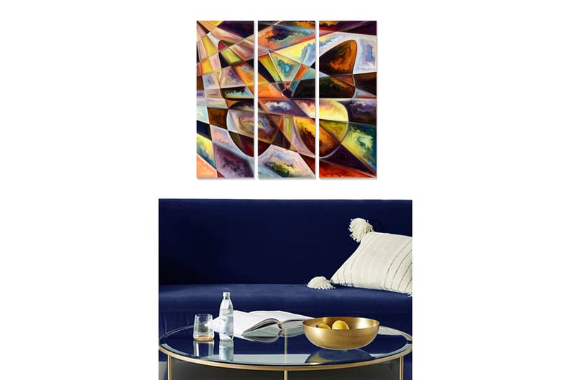 Canvasbilde Abstract 3-pk Flerfarget - 22x05 cm - Interiør - Maleri & posters - Lerretsbilder