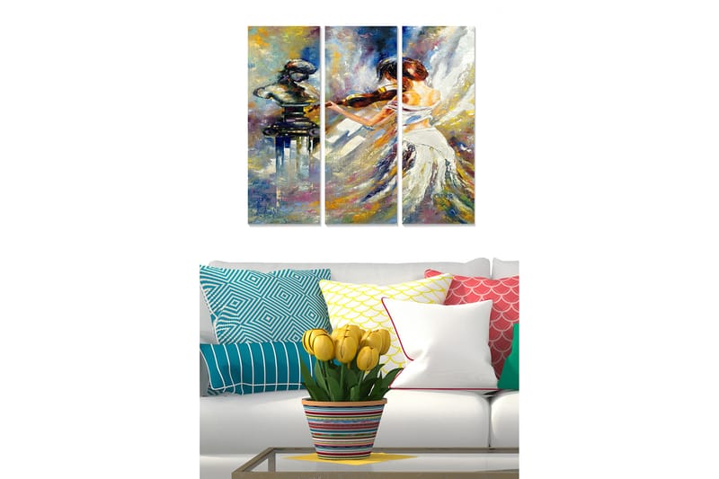 Canvasbilde Abstract 3-pk Flerfarget - 22x05 cm - Interiør - Maleri & posters - Lerretsbilder