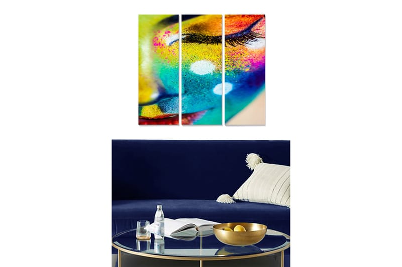 Canvasbilde Abstract 3-pk Flerfarget - 22x05 cm - Interiør - Maleri & posters - Lerretsbilder