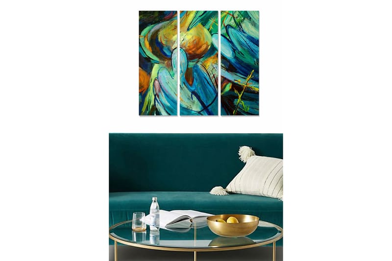 Canvasbilde Abstract 3-pk Flerfarget - 22x05 cm - Interiør - Maleri & posters - Lerretsbilder