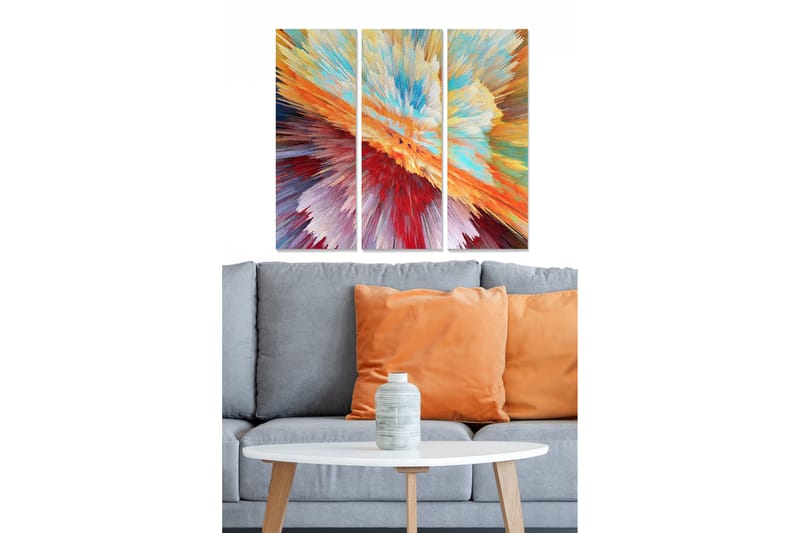 Canvasbilde Abstract 3-pk Flerfarget - 22x05 cm - Interiør - Maleri & posters - Lerretsbilder