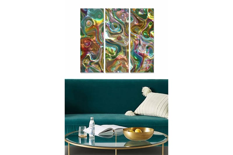 Canvasbilde Abstract 3-pk Flerfarget - 22x05 cm - Interiør - Maleri & posters - Lerretsbilder