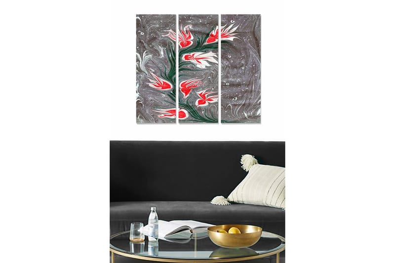 Canvasbilde Abstract 3-pk Flerfarget - 22x05 cm - Interiør - Maleri & posters - Lerretsbilder