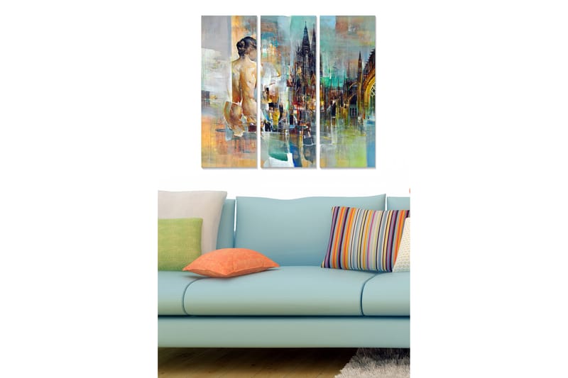 Canvasbilde Abstract 3-pk Flerfarget - 22x05 cm - Interiør - Maleri & posters - Lerretsbilder