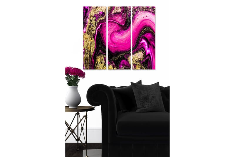 Canvasbilde Abstract 3-pk Flerfarget - 22x05 cm - Interiør - Maleri & posters - Lerretsbilder