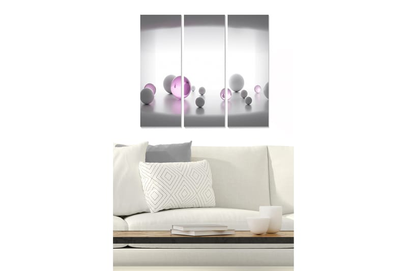 Canvasbilde Abstract 3-pk Flerfarget - 22x05 cm - Interiør - Maleri & posters - Lerretsbilder