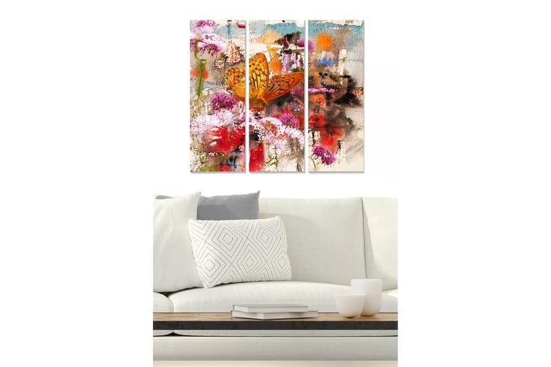 Canvasbilde Abstract 3-pk Flerfarget - 22x05 cm - Interiør - Maleri & posters - Lerretsbilder